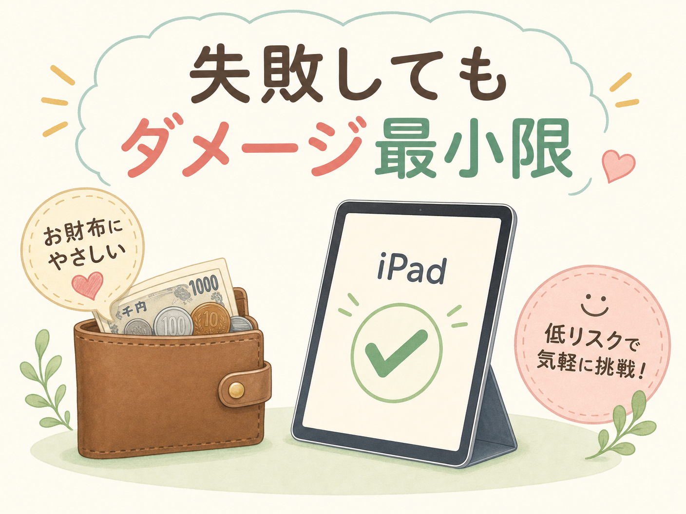無印iPad を買って失敗してもお財布へのダメージが最小限という低リスクのイメージ
