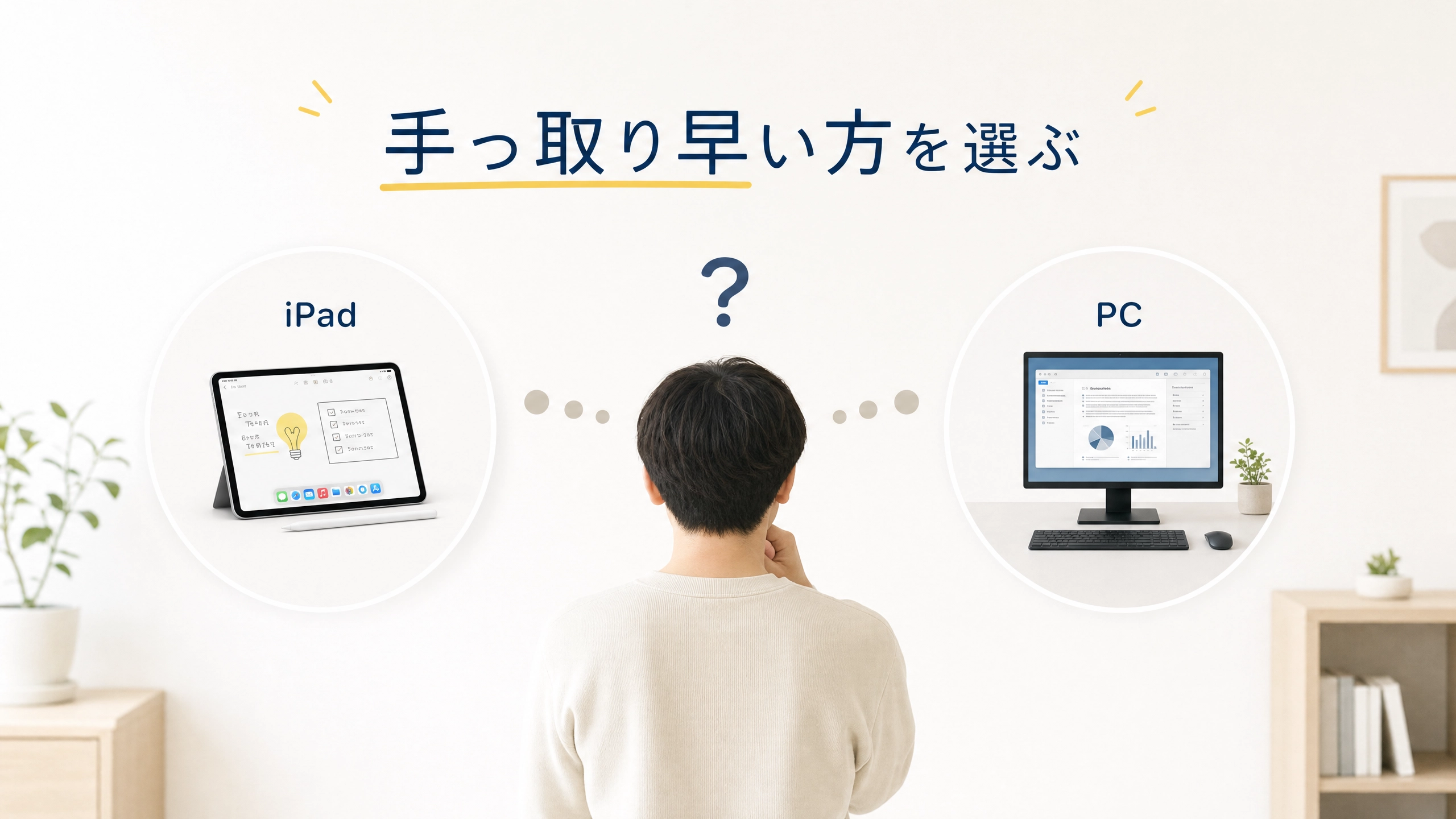 iPadとパソコンの使い分けは「手っ取り早いか」で決まるという図解